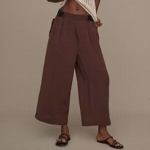 Anthropologie Wide-Leg Straight Pants in Deep Brown